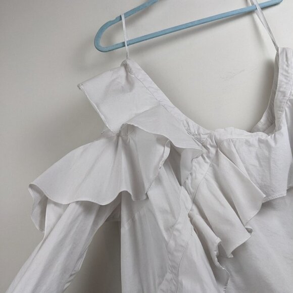 Eloquii Assymetric off the shoulder  white ruffle top size 18 - Picture 8 of 10